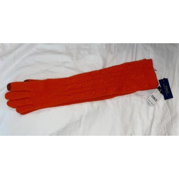 Polo Ralph Lauren NWT Orange Knit Gloves Orig $58.00 - Picture 1 of 4